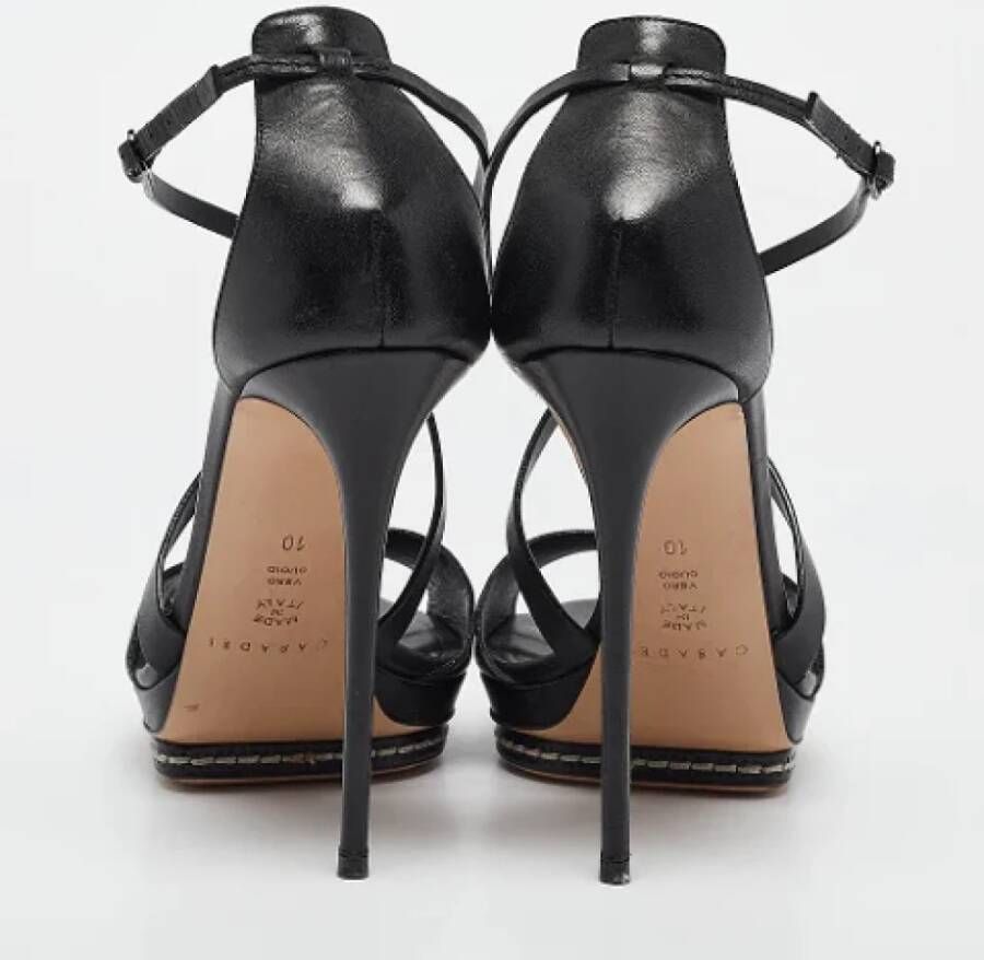 Casadei Pre-owned Leather sandals Black Dames