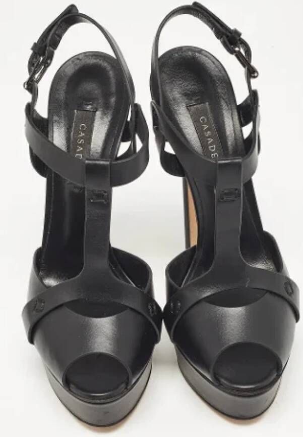 Casadei Pre-owned Leather sandals Black Dames