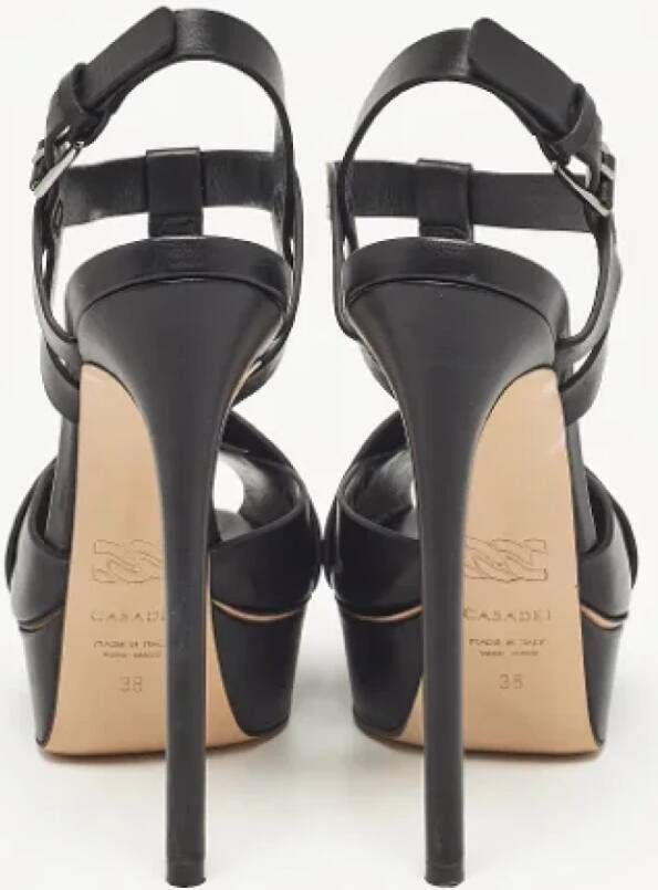 Casadei Pre-owned Leather sandals Black Dames