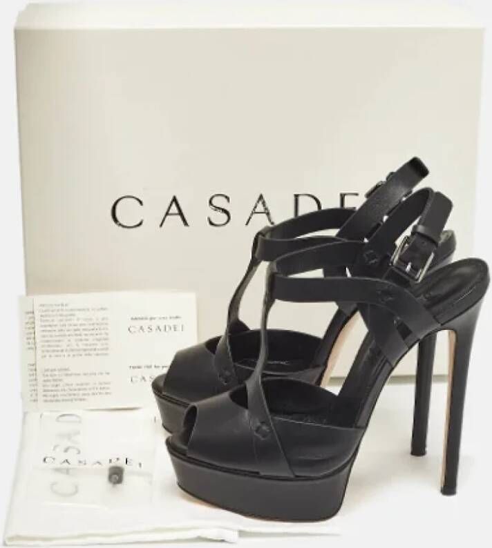 Casadei Pre-owned Leather sandals Black Dames