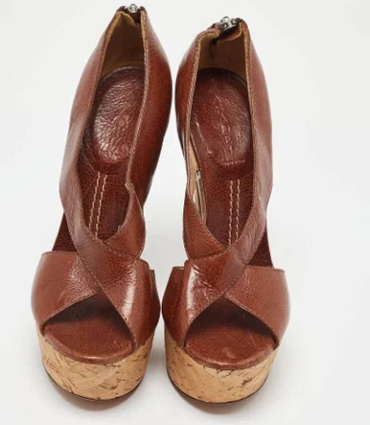 Casadei Pre-owned Leather sandals Brown Dames