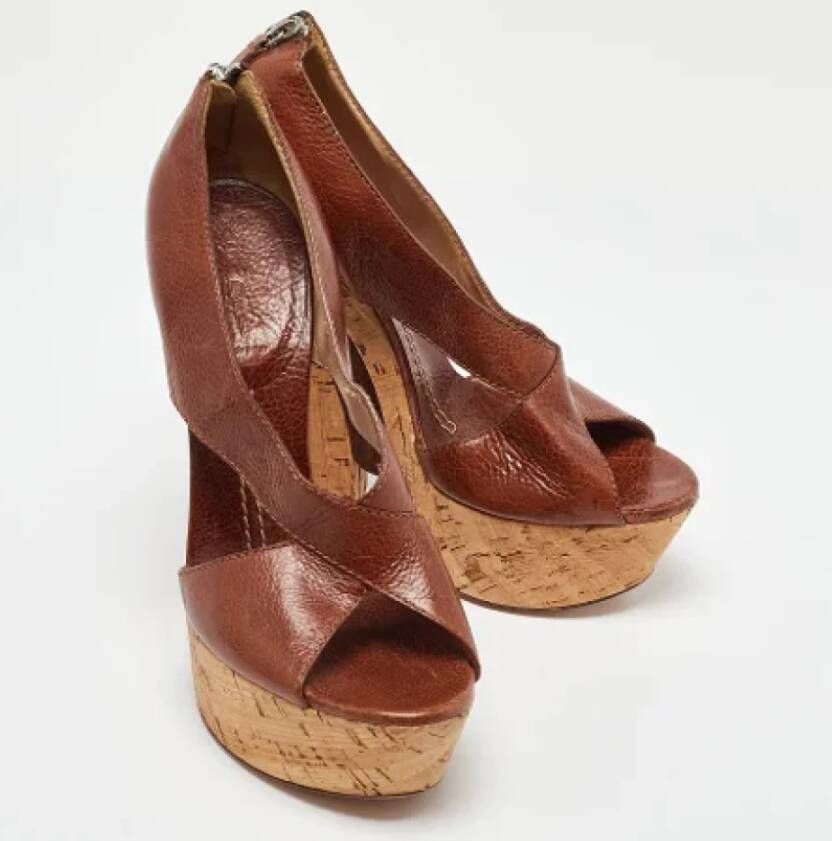 Casadei Pre-owned Leather sandals Brown Dames