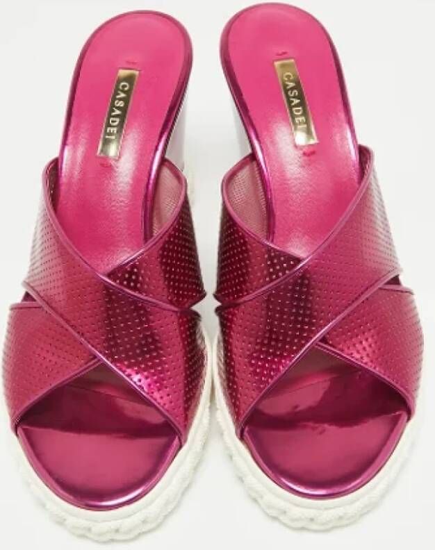 Casadei Pre-owned Leather sandals Purple Dames