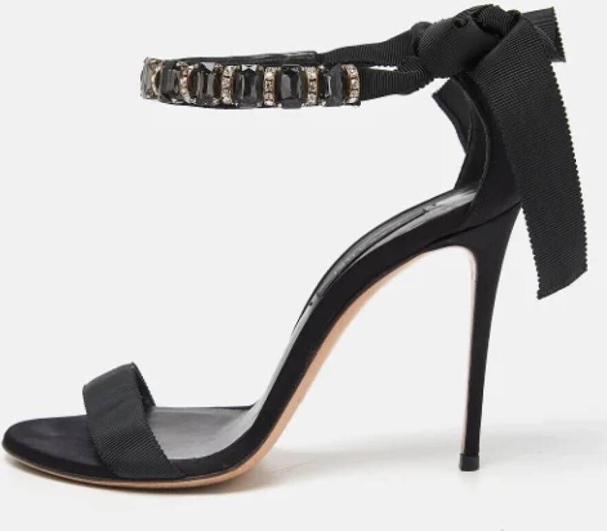 Casadei Pre-owned Satin sandals Black Dames