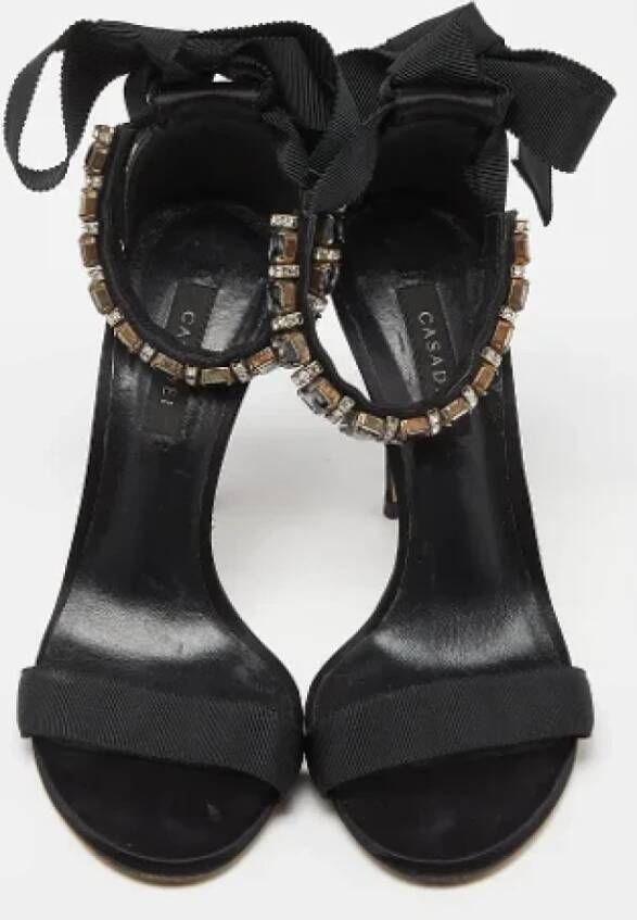 Casadei Pre-owned Satin sandals Black Dames