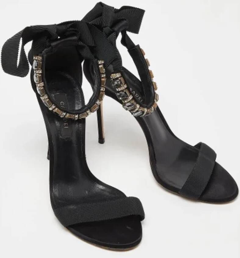 Casadei Pre-owned Satin sandals Black Dames