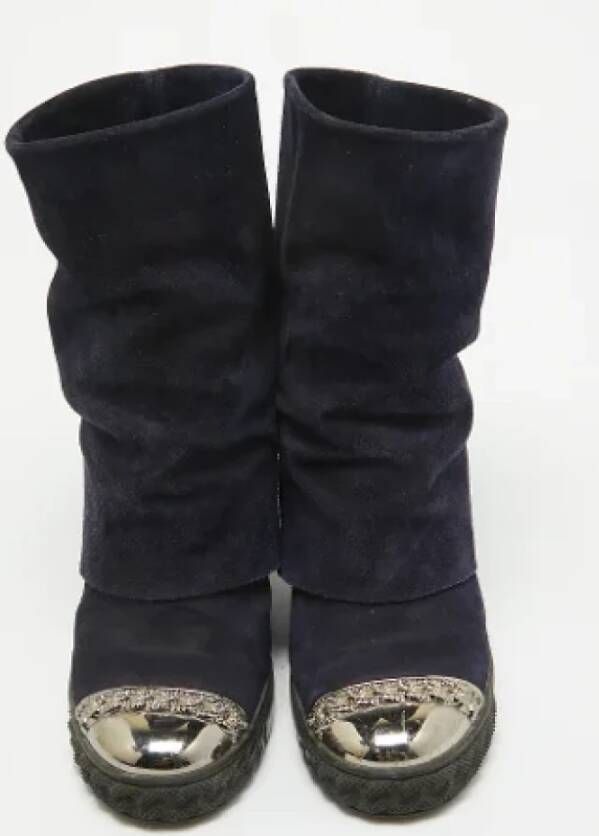 Casadei Pre-owned Suede boots Blue Dames