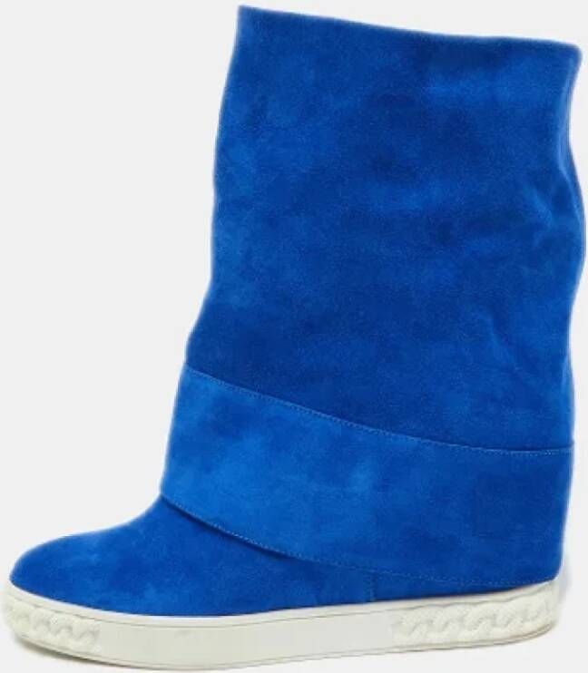 Casadei Pre-owned Suede boots Blue Dames