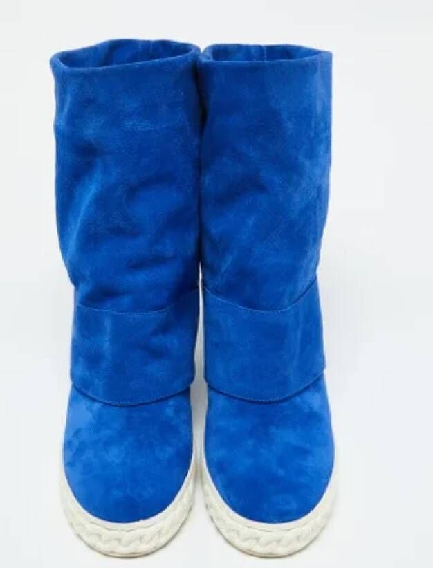 Casadei Pre-owned Suede boots Blue Dames