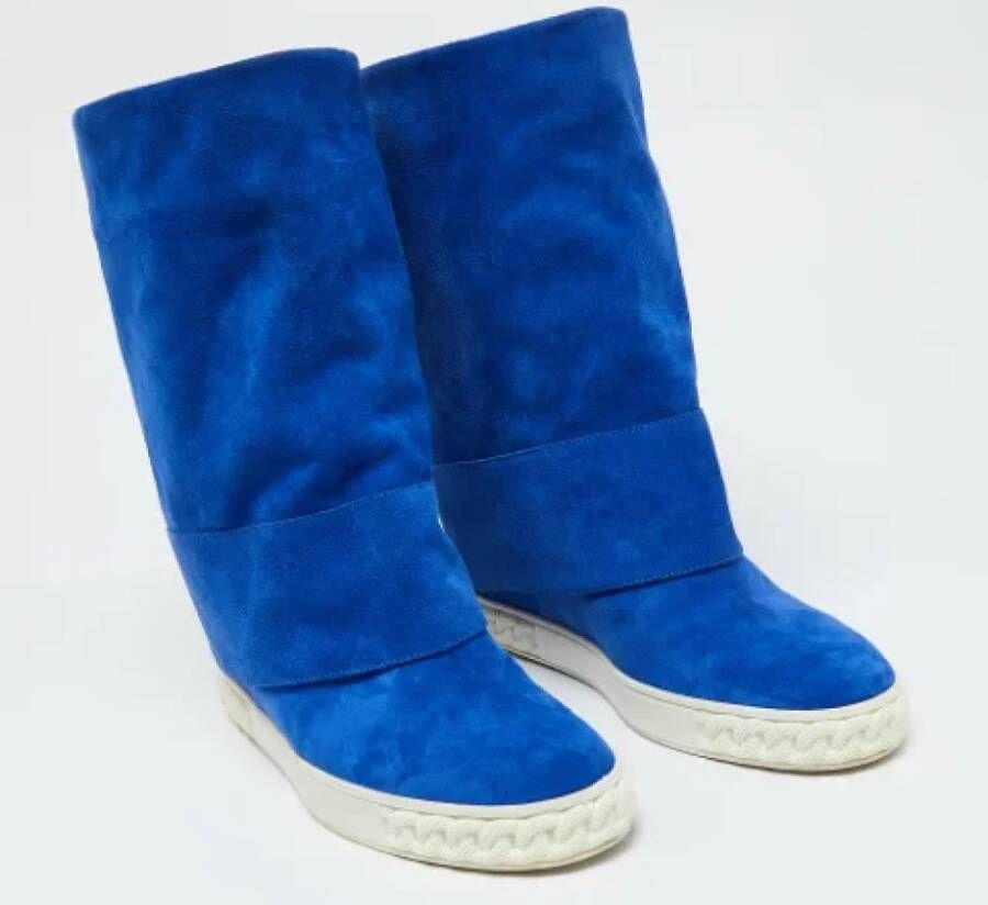 Casadei Pre-owned Suede boots Blue Dames