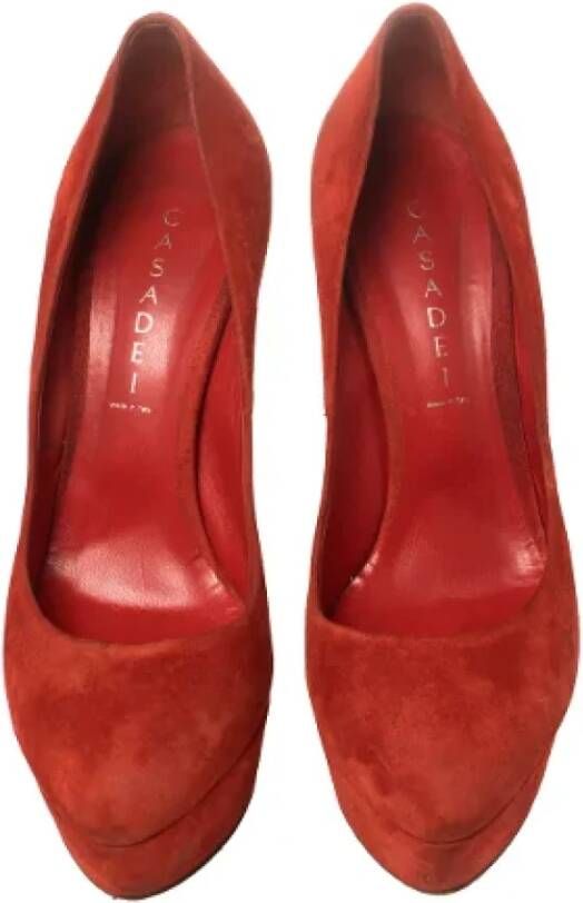 Casadei Pre-owned Suede heels Red Dames