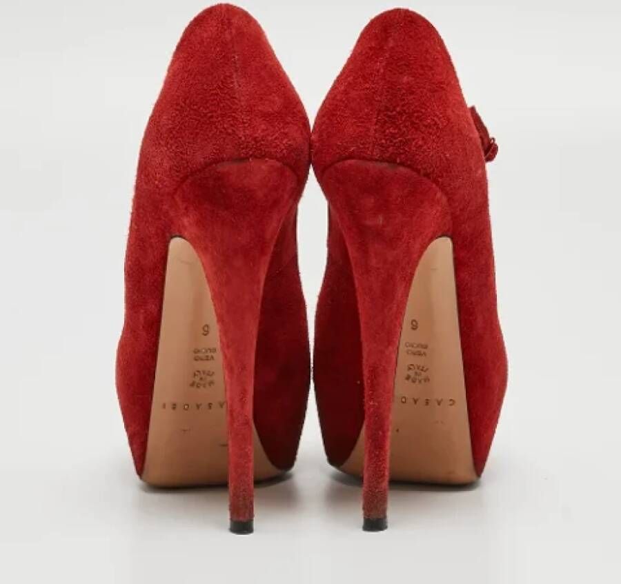 Casadei Pre-owned Suede heels Red Dames