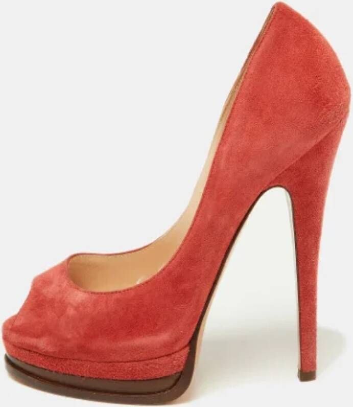 Casadei Pre-owned Suede heels Red Dames