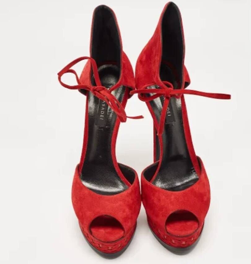 Casadei Pre-owned Suede sandals Red Dames