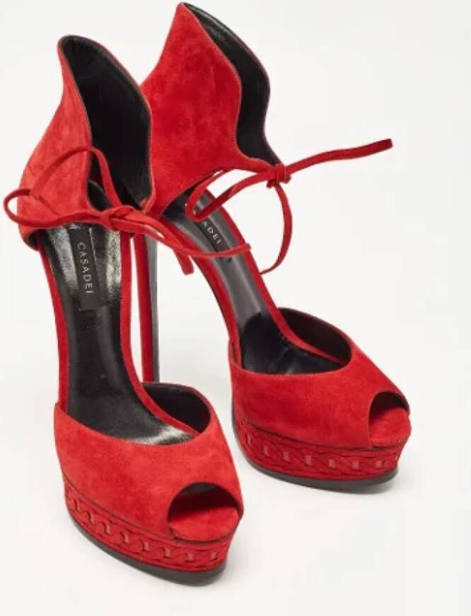 Casadei Pre-owned Suede sandals Red Dames