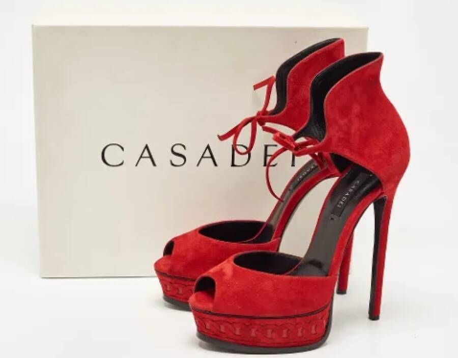 Casadei Pre-owned Suede sandals Red Dames