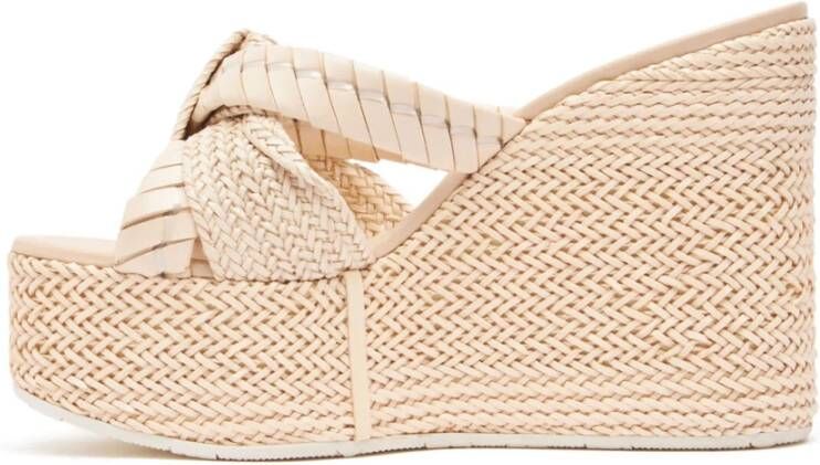 Casadei Roze Strandgekleurde Sleehak Sandalen Beige Dames