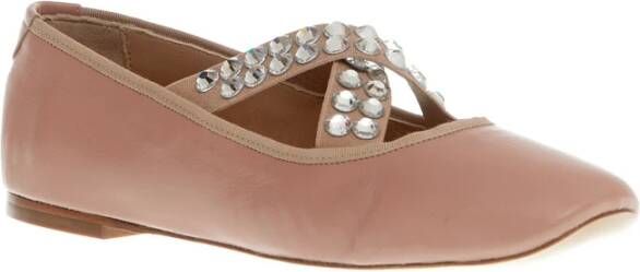 Casadei Roze Strass Kruis Ballerina Schoenen Pink Dames