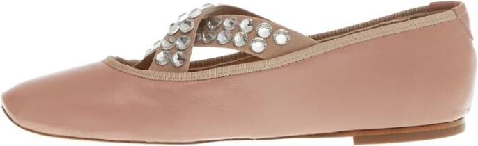 Casadei Roze Strass Kruis Ballerina Schoenen Pink Dames