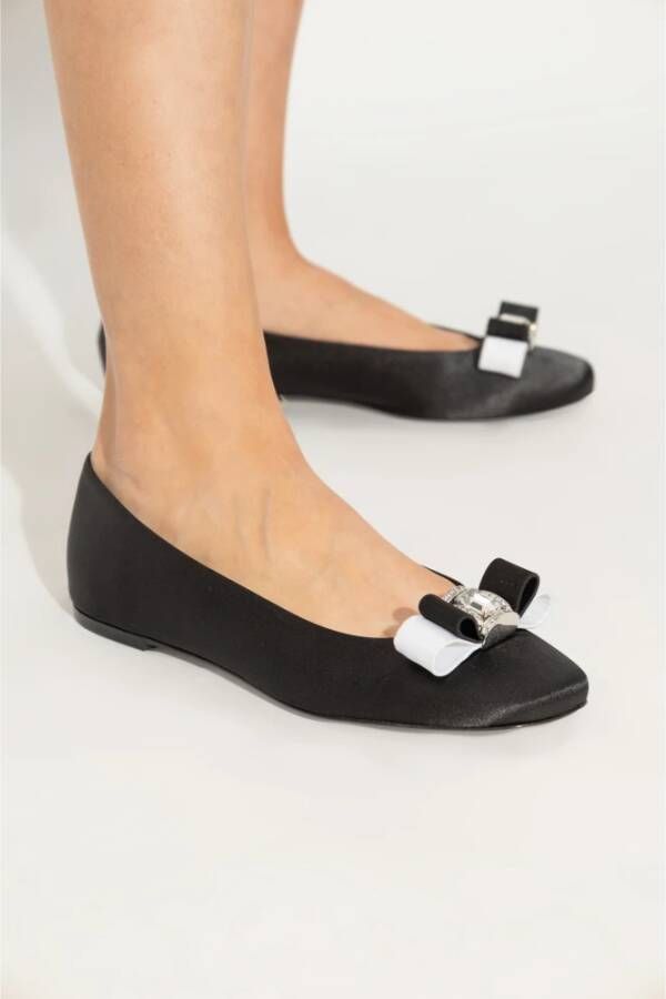 Casadei Satijnen ballerina's met applicatie Black Dames