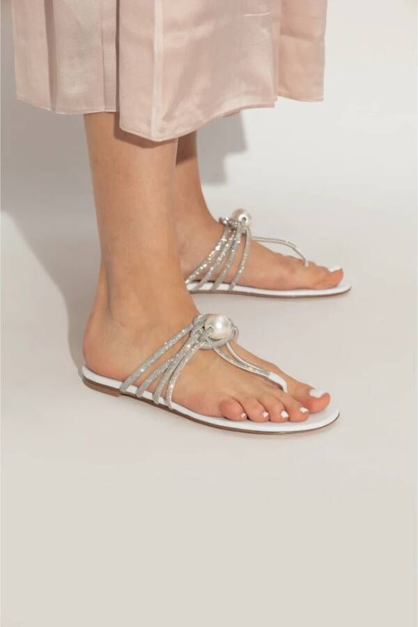 Casadei Slippers met glinsterende applicaties White Dames