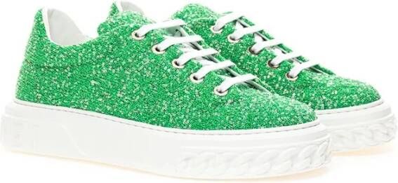 Casadei Smaragd Elegance Leren Sneakers Green Dames