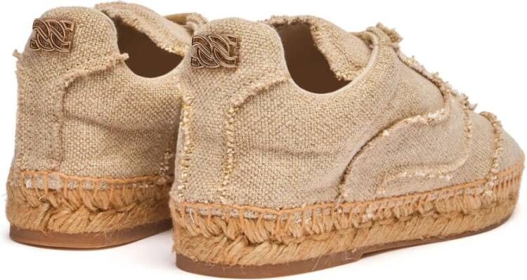 Casadei Havana Fabric Espadrille Trainers Brown Dames