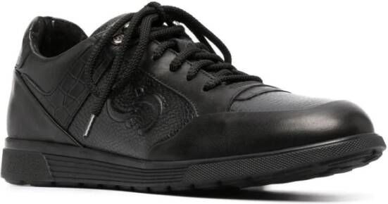 Casadei Zwarte Leren Sneakers voor Mannen Black Heren