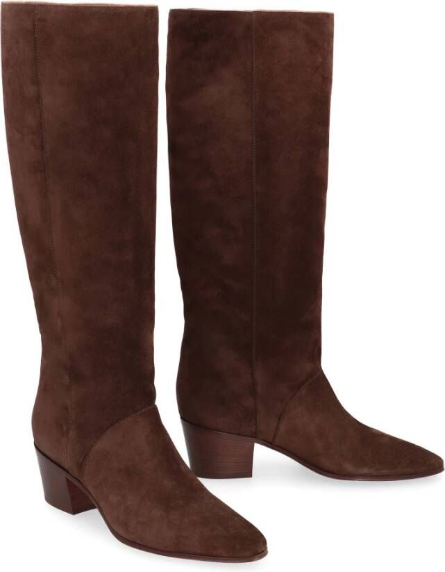 Casadei Suede Kniehoge Laarzen Brown Dames