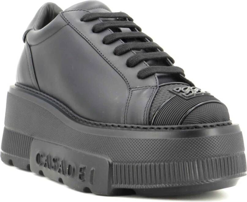 Casadei Witte vegan leren sneakers met 70mm rubberen sleehak Black Dames