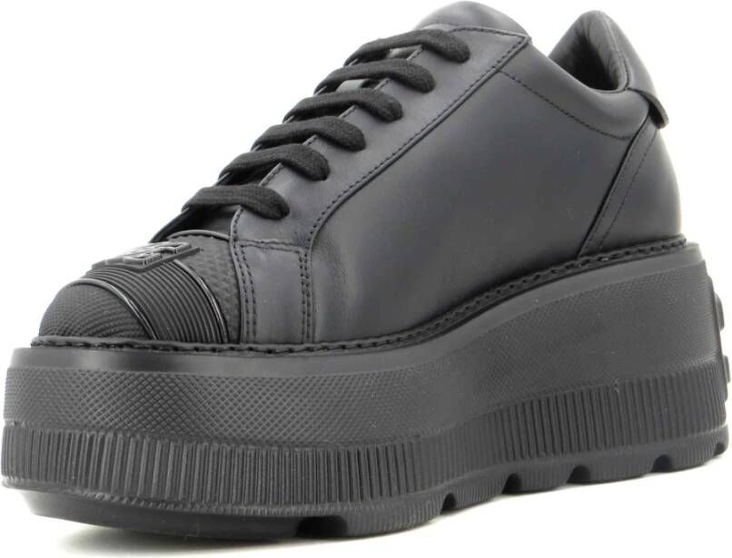 Casadei Witte vegan leren sneakers met 70mm rubberen sleehak Black Dames