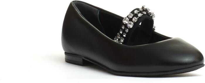 Casadei Zwarte Ballerina Schoenen met Strass Black Dames