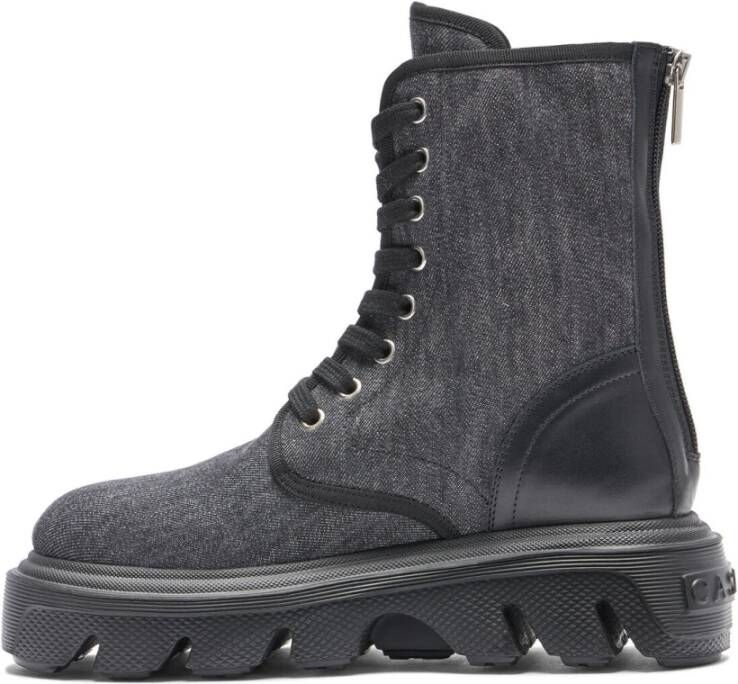 Casadei Zwarte Denim Veterschoen Black Dames