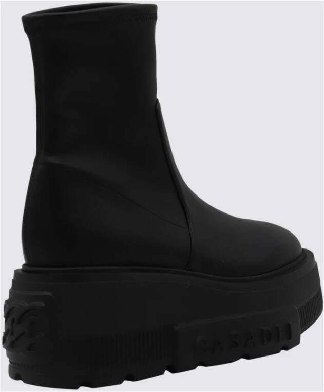 Casadei Zwarte Enkellaarzen met Oversized Zool Black Dames