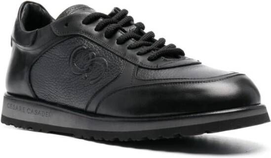 Casadei Zwarte leren casual trainers Black Heren