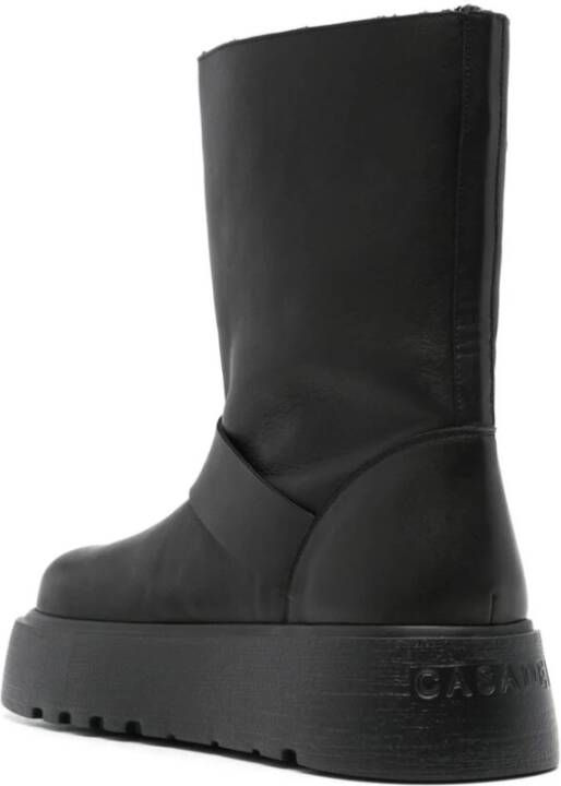 Casadei Zwarte Leren Gesp Detail Enkellaarsjes Black Dames