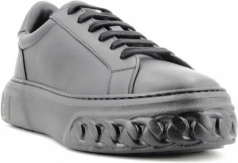 Casadei Zwarte leren sneaker met kettingzool Gray Dames