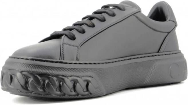 Casadei Zwarte leren sneaker met kettingzool Gray Dames