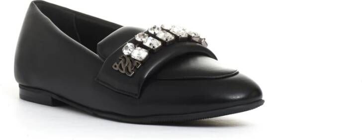 Casadei Zwarte Loafer met Strass Black Dames