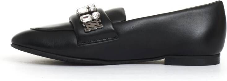 Casadei Zwarte Loafer met Strass Black Dames