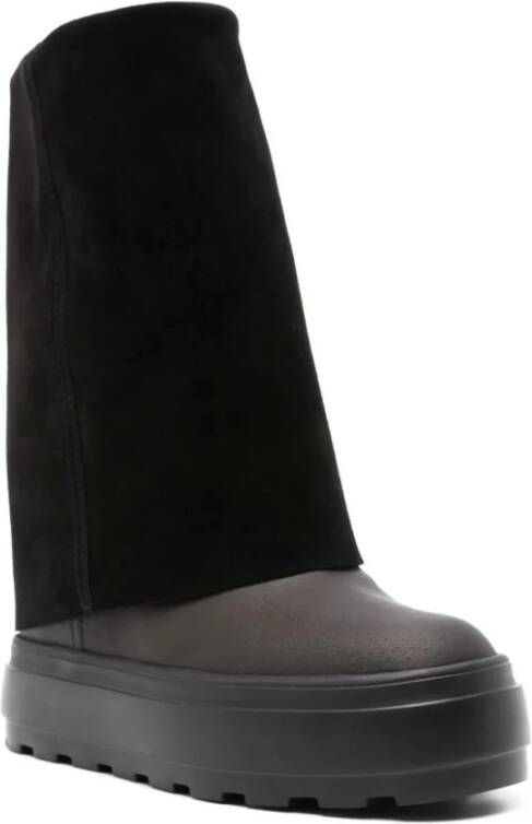 Casadei Zwarte Omkeerbare Leren Sleehaklaarzen Black Dames