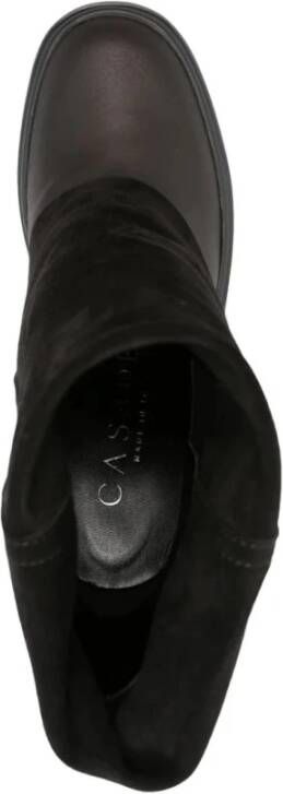 Casadei Zwarte Omkeerbare Leren Sleehaklaarzen Black Dames