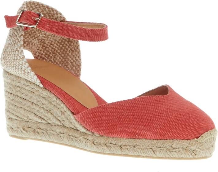 Castañer Aardbei stof sleehak espadrilles Red Dames