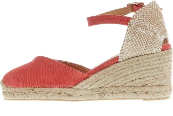 Castañer Aardbei stof sleehak espadrilles Red Dames