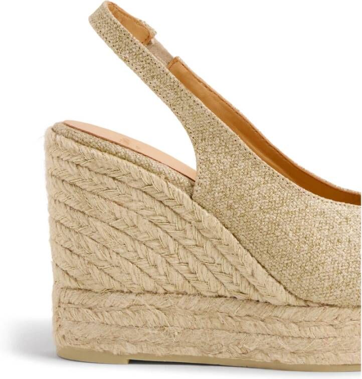 Castañer Barbara metallic-linnen espadrilles met dubbele platform en 11 cm sleehak. Yellow Dames