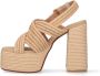 Castañer Fulvia raffia sandalen met enkelband met zij metalen gesp en 13 cm hak. Beige Dames - Thumbnail 14