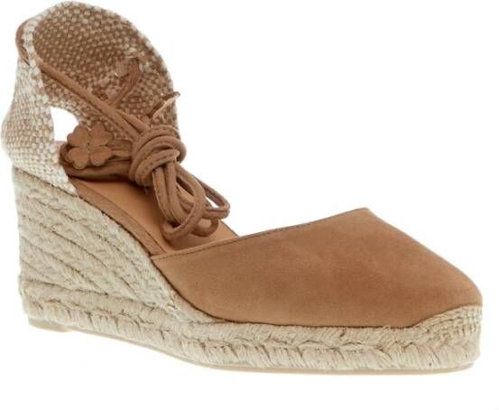 Castañer Beige Sleehak Espadrilles Enkelband Beige Dames