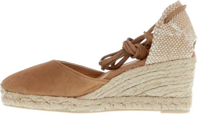 Castañer Beige Sleehak Espadrilles Enkelband Beige Dames