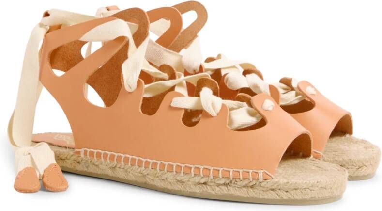 Castañer Beperkte editie x Ancient Greek Sandals. Espadrilles van runderleer met striksluiting Beige Dames