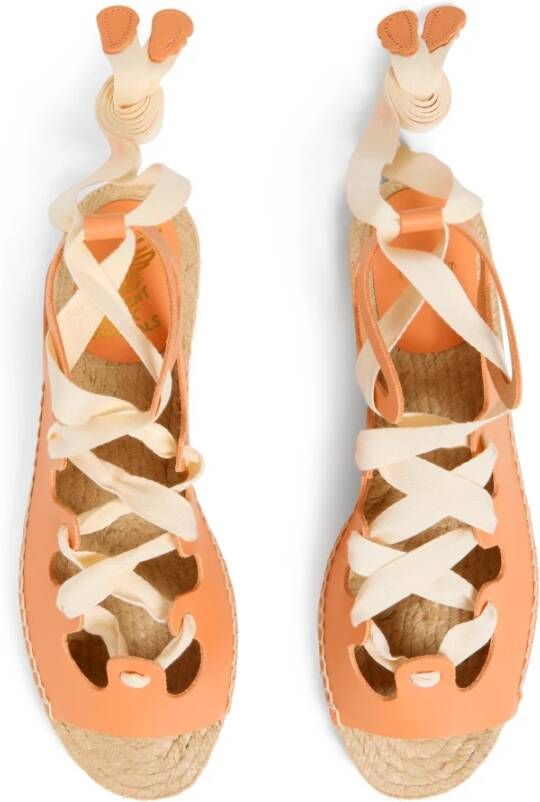 Castañer Beperkte editie x Ancient Greek Sandals. Espadrilles van runderleer met striksluiting Beige Dames